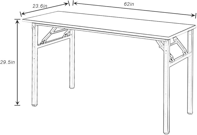 SogesGame Computer Desk, 62 Inch Large Desk Modern Simple Style Folding Tables, Home Office Writing Desk, Space Saving Foldable Table, No Install Needed, Retro Black - LeafyLoom