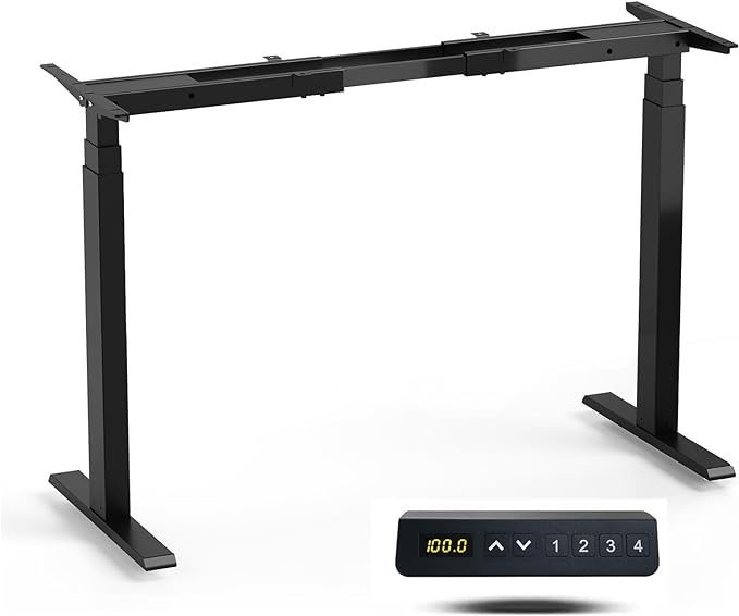 Standing Desk Frame Dual Motor- 3 Tier Heavy Duty Electric Desk Legs, Adjustable Desk Frame, Sit Stand Desk Frame, Black Frame - LeafyLoom