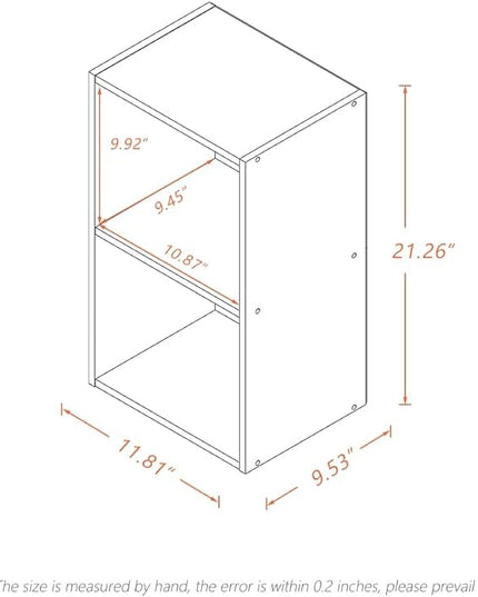 Basic Open Shelf Bookcase - 2-Tier Small Tiny Wooden Cube Storage Shelves Split Bookshelf, White - LeafyLoom