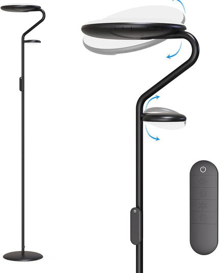 Floor Lamp, LED Standing Lamp with 2 Light Sources, Button & Remote Control, 36W Corner Floor Light with 4 Brightness, Stepless Color Temperature, Tall Lamps for Living Room, Bedroom, Office - LeafyLoom