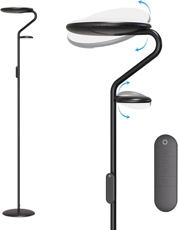 Floor Lamp, LED Standing Lamp with 2 Light Sources, Button & Remote Control, 36W Corner Floor Light with 4 Brightness, Stepless Color Temperature, Tall Lamps for Living Room, Bedroom, Office - LeafyLoom