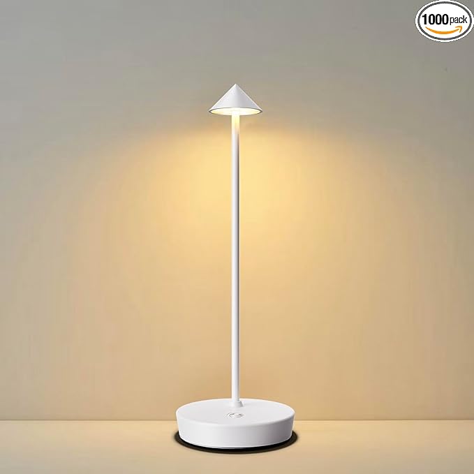 Rechargeable Cordless Table Lamp, 6000mAh LED Battery Operated Desk Lamp Touch 3 Color Stepless Dimming Portable Outdoor Waterproof Table Light for Patio/Restaurant/Dining/Home (white) - LeafyLoom