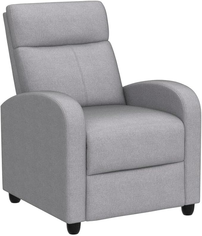 SMUG Recliner Chair Massage Reclining for Adults, Comfortable Fabric Recliner Adjustable Home Theater Seating Lounge with Padded Seat Backrest, Small Recliners for Living Room, Bedroom (Deep Grey) - LeafyLoom