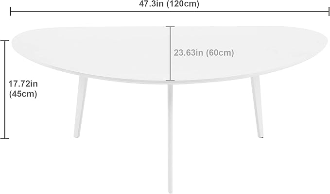 FIRMINANA Mid Century Modern Coffee Table,Large Oval White Coffee Table for Living Room,for Small Spaces,White-47.3" W x 23.63" D x 17.72" H - LeafyLoom
