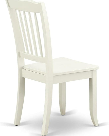 East West Furniture DAC-LWH-W Danbury Kitchen Dining Chairs - Slat Back Wooden Seat Chairs, Set of 2, Linen White - LeafyLoom