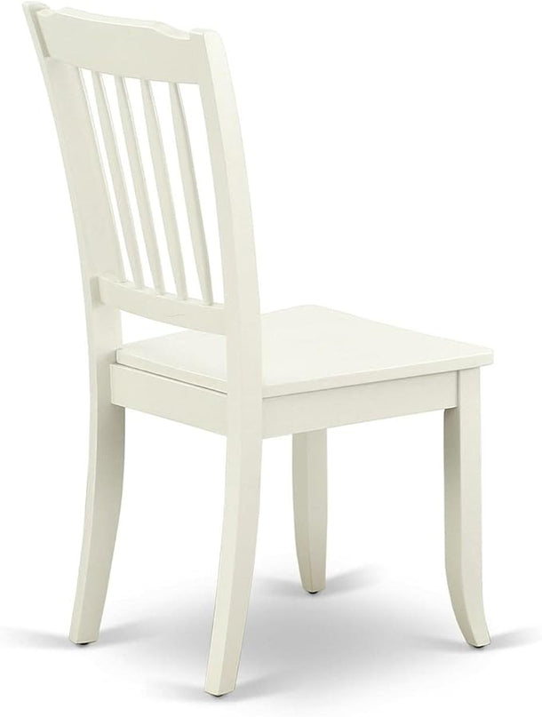 East West Furniture DAC-LWH-W Danbury Kitchen Dining Chairs - Slat Back Wooden Seat Chairs, Set of 2, Linen White - LeafyLoom