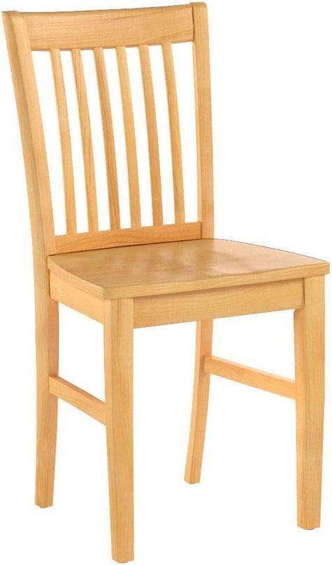 East West Furniture Norfolk Dining Slat Back Wooden Seat Chairs, Set of 2, Oak - LeafyLoom