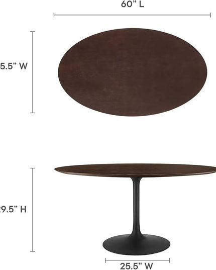 Modway Lippa Dining Table, 60", Black Cherry Walnut - LeafyLoom