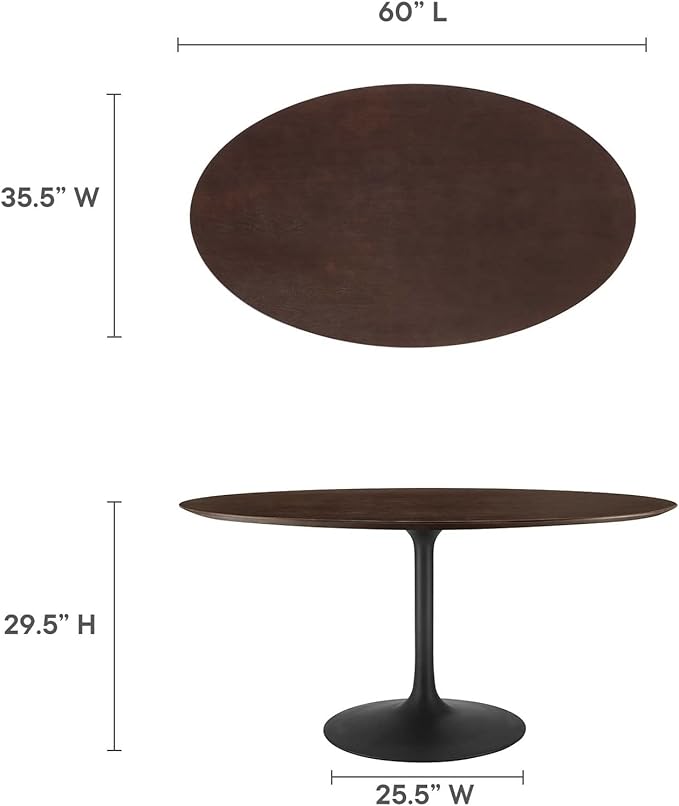 Modway Lippa Dining Table, 60", Black Cherry Walnut - LeafyLoom