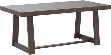 Plank+Beam 72 Inch Farmhouse Dining Table, Solid Wood Rustic Kitchen Table, Large Wooden Rectangular Dinner Table for Dining Room, Home Office, Living Room Furniture, Easy Assembly, Walnut Wirebrush - LeafyLoom