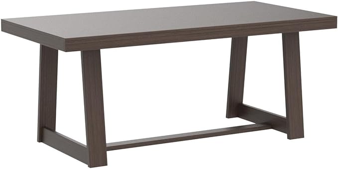 Plank+Beam 72 Inch Farmhouse Dining Table, Solid Wood Rustic Kitchen Table, Large Wooden Rectangular Dinner Table for Dining Room, Home Office, Living Room Furniture, Easy Assembly, Walnut Wirebrush - LeafyLoom