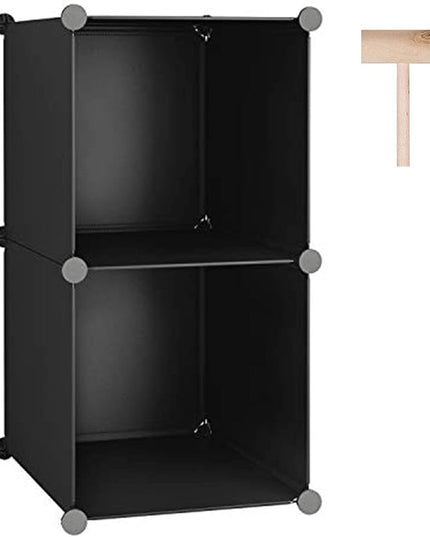 C&AHOME Cube Storage, 2-Cube Organizer Units, Plastic Closet Storage Shelves, DIY Book Shelf, Modular Bookcase, Cabinet Ideal for Bedroom, Living Room, Home Office, 12.4" L x 12.4" W x 24.8" H Black - LeafyLoom