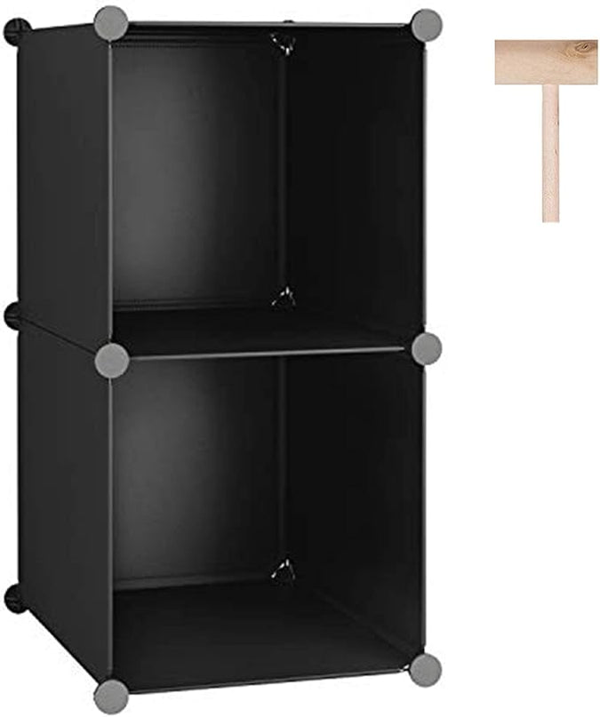 C&AHOME Cube Storage, 2-Cube Organizer Units, Plastic Closet Storage Shelves, DIY Book Shelf, Modular Bookcase, Cabinet Ideal for Bedroom, Living Room, Home Office, 12.4" L x 12.4" W x 24.8" H Black - LeafyLoom