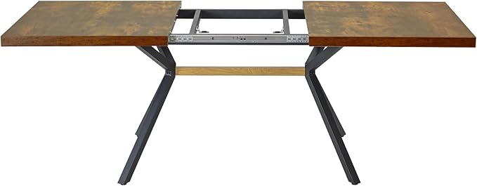 NicBex 78.74Inch Rectangular Stretch Dining Table,Modern Kitchen Table with Wooden Tabletop and Black Fine Sanded Iron Leg for 6 to 8,Large Dining Room Table for Kitchen,Dining Living Room,Brown - LeafyLoom
