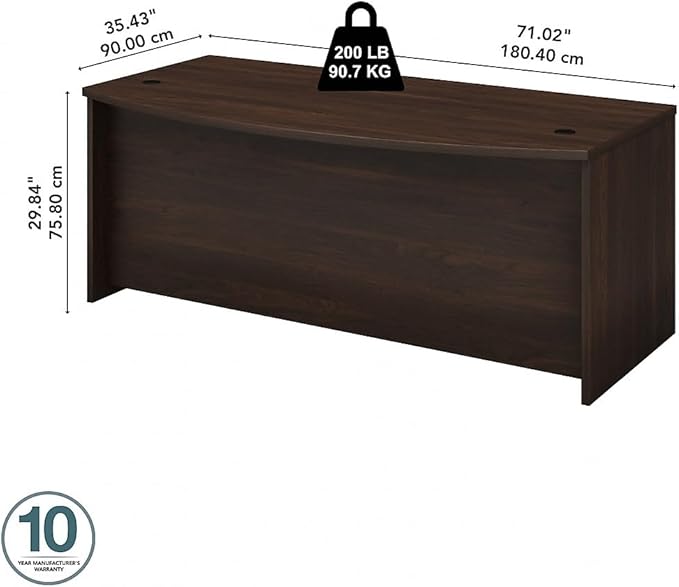 Bush Business Furniture Studio C 72-inch W Bow Front Computer Desk, Black Walnut (SCD172BW) - LeafyLoom