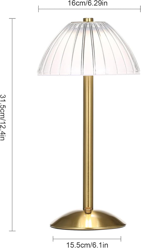 LED Cordless Table Lamp Mushroom Desk Lamp, USB Rechargeable LED Table Lamp with Touch Control Dimmable 3 Light Colors Bedside Lamp Reading Lamp for Bars Restaurants Coffee Shop - LeafyLoom