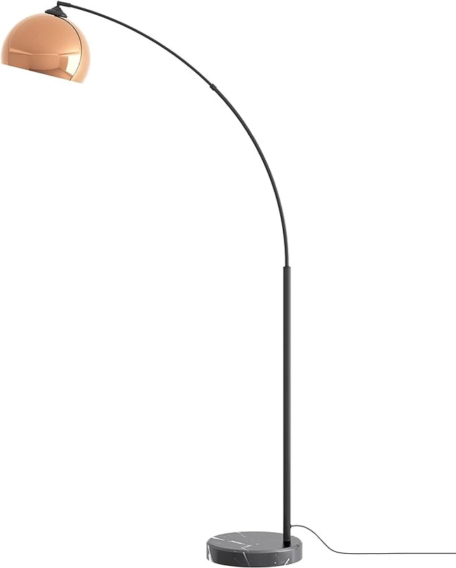 GETINLIGHT 66" Modern Rose Gold Arc Floor Lamp with Metal Shade and Black Marble Base, LED Bulb Included, IN-0806-1-CP - LeafyLoom