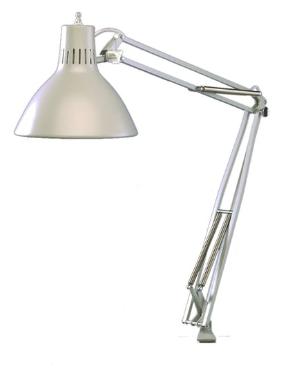 Luxo LS1AWT LS 23W CFL Task Light, 45" Powder-Coated Arm with External Springs, Edge Clamp, White - LeafyLoom