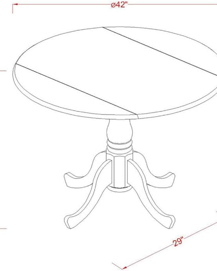 East West Furniture DLT-BMA-TP Dublin Kitchen Table - a Round Dining Table Top with Dropleaf & Pedestal Base, 42x42 Inch, Black & Mahogany - LeafyLoom