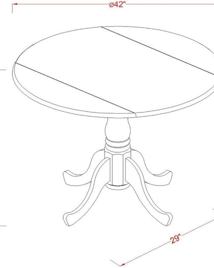 East West Furniture DLT-ESP-TP Dublin Modern Kitchen Table - a Round Dining Table Top with Dropleaf & Pedestal Base, 42x42 Inch, Espresso - LeafyLoom