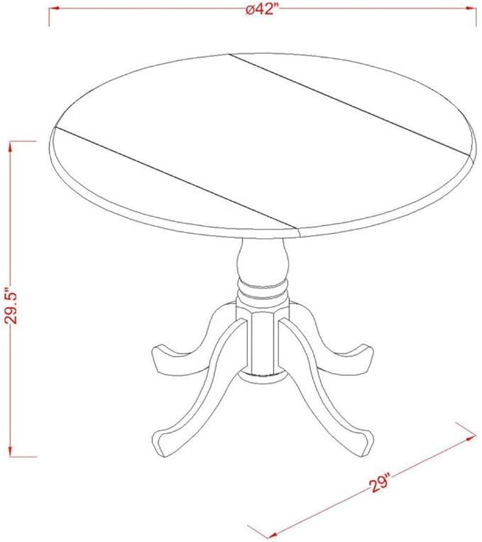 East West Furniture DLT-ESP-TP Dublin Modern Kitchen Table - a Round Dining Table Top with Dropleaf & Pedestal Base, 42x42 Inch, Espresso - LeafyLoom