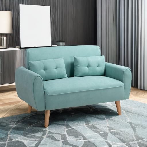 Shintenchi 47" Loveseat Wood Sofa, Green, Simple Assembly - LeafyLoom