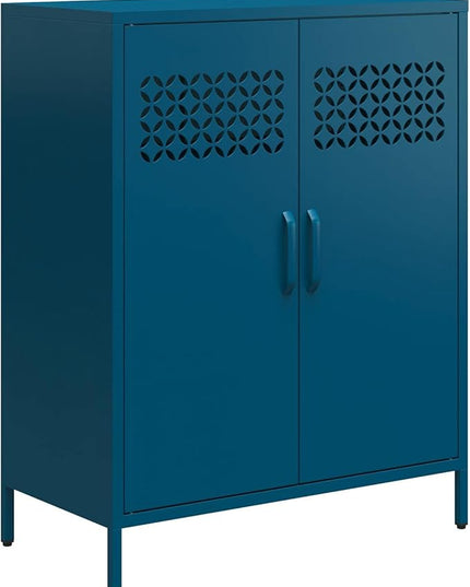 Mr. Kate Annie Short Metal 2 Door Cabinet, Deep Blue Ocean - LeafyLoom