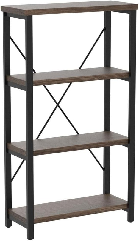 4 Tier Bookshelf, Solid Wood Bookcase Shelf Storage Organizer, Vintage Storage Rack with Open Shelves Rustic Standing Bookshelves for Living Room,Bedroom Rustic Brown(AY01-4tier) - LeafyLoom