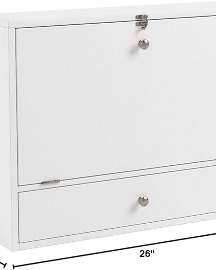 SEI Furniture Willingham Wall Mount Folding Desk, White - LeafyLoom