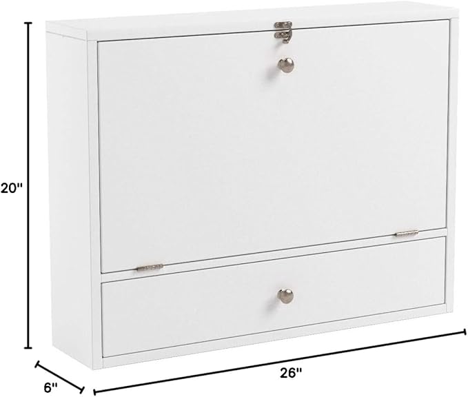 SEI Furniture Willingham Wall Mount Folding Desk, White - LeafyLoom