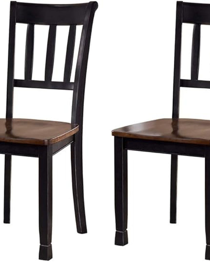 Signature Design by Ashley Owingsville Modern Farmhouse Dining Room Side Chair, Set of 2, Black and Brown - LeafyLoom