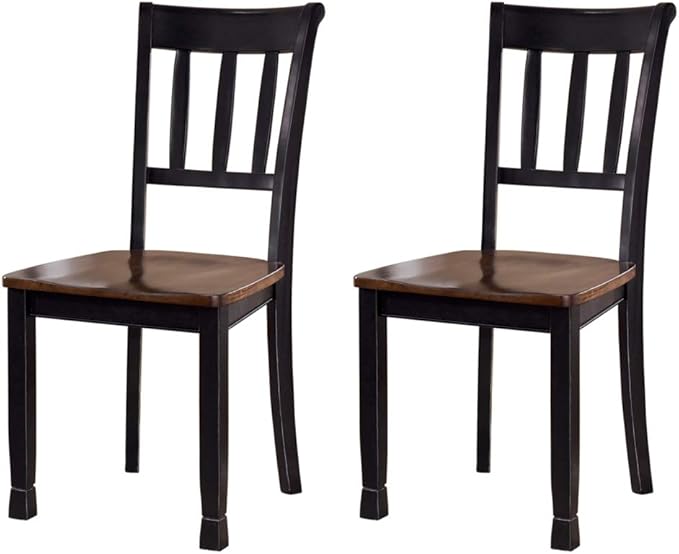 Signature Design by Ashley Owingsville Modern Farmhouse Dining Room Side Chair, Set of 2, Black and Brown - LeafyLoom