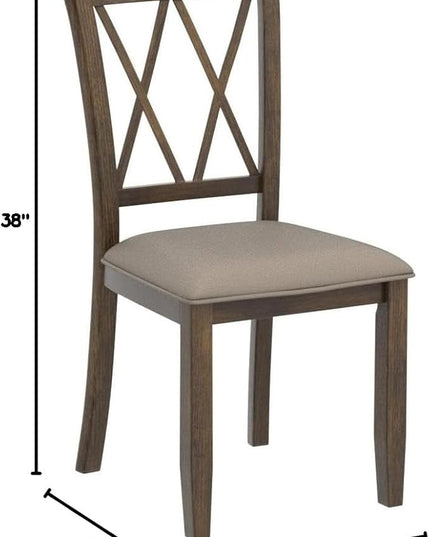 Roundhill Furniture Windvale Fabric Upholstered Dining Chair, Set of 2, Brown - LeafyLoom