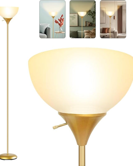 Floor Lamp for Living Room, Standing lamp for Bedroom, Drop-Resistant White Lampshade, Standing Lamp for Bedroom Study Office Hostel Kid’s Room - LeafyLoom