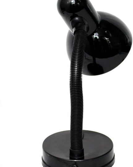 Simple Designs LD1003-BLK Basic Metal Desk Lamp with Flexible Hose Neck for Office, Living Room, Bedroom, College Dorm, Bookshelf, Black - LeafyLoom