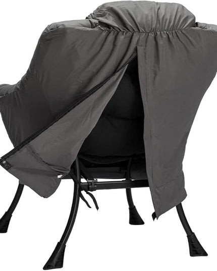 AcozyHom Modern Fabric Large Lazy Chair, Accent Oversized Comfy Reading Chair, Thick Padded Cozy Lounge Chair with Armrest, Steel Frame Leisure Sofa Chair for Living Room, Bedroom, Dorm, Dark Grey - LeafyLoom