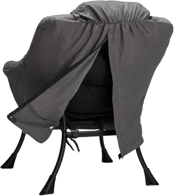 AcozyHom Modern Fabric Large Lazy Chair, Accent Oversized Comfy Reading Chair, Thick Padded Cozy Lounge Chair with Armrest, Steel Frame Leisure Sofa Chair for Living Room, Bedroom, Dorm, Dark Grey - LeafyLoom