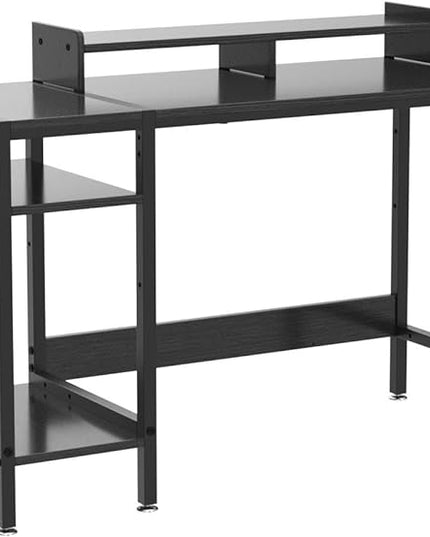 Computer Desk - 47” Gaming Desk, Home Office Desk with Storage, Small Desk with Monitor Stand, Storage Space-Savor, Modern Table, Black. - LeafyLoom
