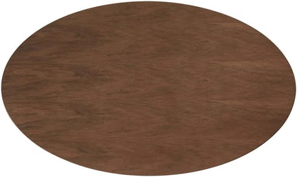 Modway Lippa 60" Oval-Shaped Mid-Century Modern Dining Table with Walnut Top and Black Base - LeafyLoom