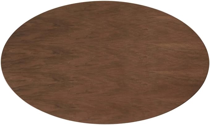Modway Lippa 60" Oval-Shaped Mid-Century Modern Dining Table with Walnut Top and Black Base - LeafyLoom