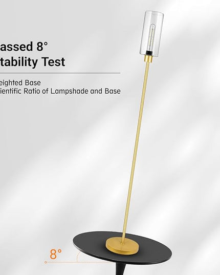 BoostArea Floor Lamp for Living Room, Gold Modern Standing Lamp Stand Up Lamp with Glass Lampshade, Simple Design Floor Lamp Pole Lamp Tall Lamps for Bedroom, Living Room, Office, Kids Room, Reading - LeafyLoom
