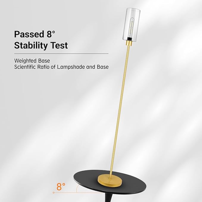 BoostArea Floor Lamp for Living Room, Gold Modern Standing Lamp Stand Up Lamp with Glass Lampshade, Simple Design Floor Lamp Pole Lamp Tall Lamps for Bedroom, Living Room, Office, Kids Room, Reading - LeafyLoom