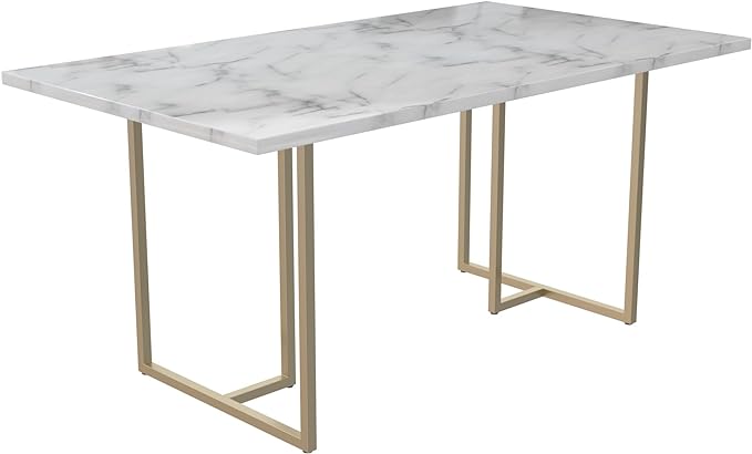 CosmoLiving by Cosmopolitan Astor Dining Table, 64 in x 36 in x 30 in, White - LeafyLoom