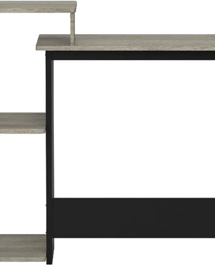 Furinno Efficient Home Laptop Notebook Computer Desk with Square Shelves, French Oak Grey/Black - LeafyLoom