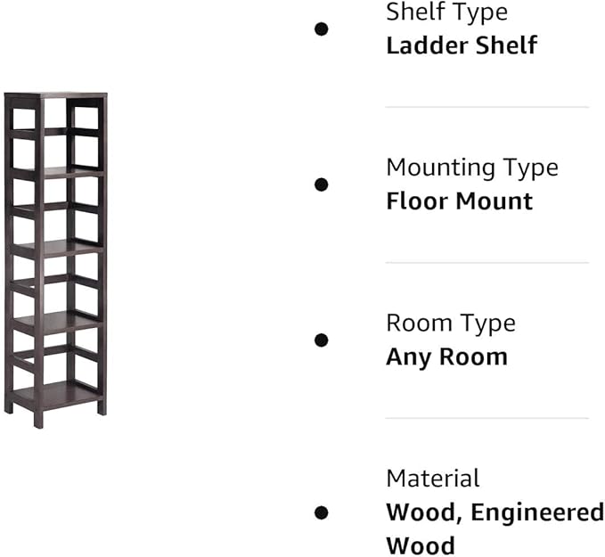 Winsome 4 tier Wood Leo model name Shelving, Small, Espresso - LeafyLoom
