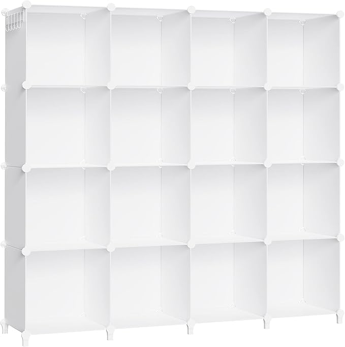 HOMIDEC Book Shelf 16 Cubes Bookcase Bookshelf Cube Storage Organizer Portable Display Bookshelf Kids Bookshelf Book Case for Study Room,Bedroom,Office,Living Room,Closet (47.2x11.8x47.2 inch) - LeafyLoom