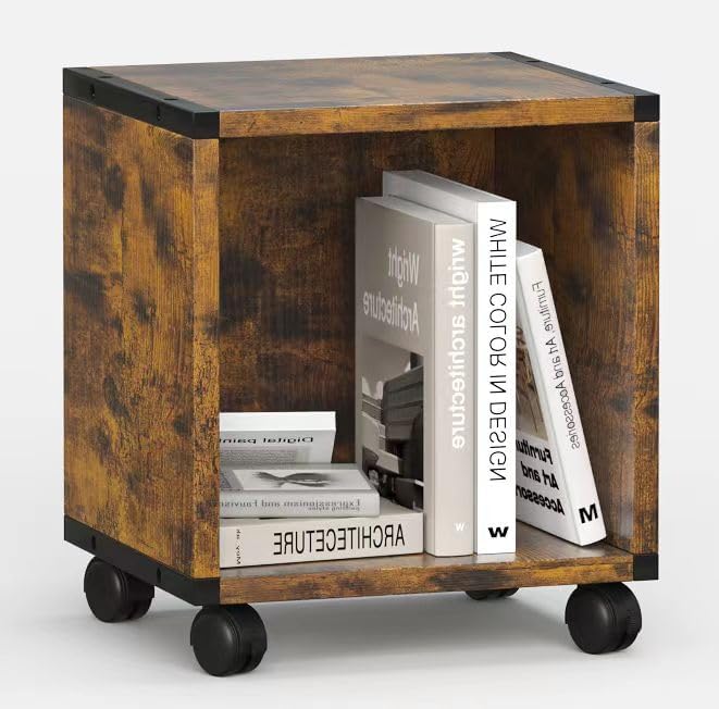 Cube Storage Organizer with Wheels Connect Firmly to Each Other, Book Shelf Assembly Required, Suitable for Room Decor, Closet Organizers and Storage, Display Shelf (Rustic Brown, 10.39*10.39"+Wheels) - LeafyLoom