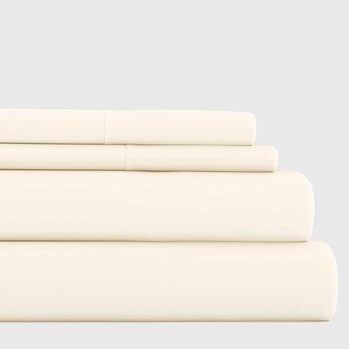 Linen Market Bed Sheets for California King Size Bed (Ivory) - Sleep Better Than Ever with These Soft and Cooling California King Sheets - Deep Pocket Fits 16" Thick Beds - 4 Piece Cal King Sheet Set - LeafyLoom