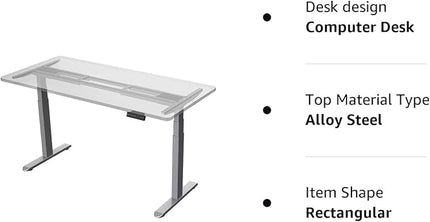 AIMEZO Standing Desk Frame, Dual Motor Electric Height Adjustable Sit Stand Desk Frame with 4 Memory Preset Button, USB Charging Port for Home Office (3 Tier Legs, Gray) - LeafyLoom