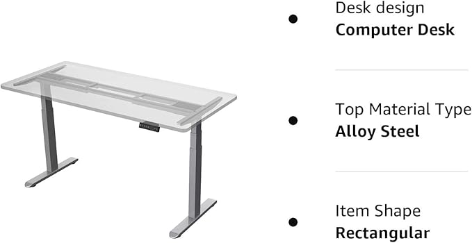 AIMEZO Standing Desk Frame, Dual Motor Electric Height Adjustable Sit Stand Desk Frame with 4 Memory Preset Button, USB Charging Port for Home Office (3 Tier Legs, Gray) - LeafyLoom